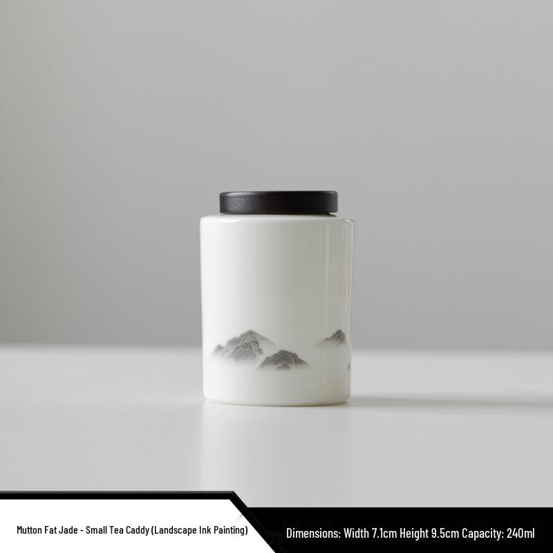 Moisture-Proof Jade White Porcelain Tea Caddy - High-Grade Sealed Ceramic Storage Jar with Custom Logo