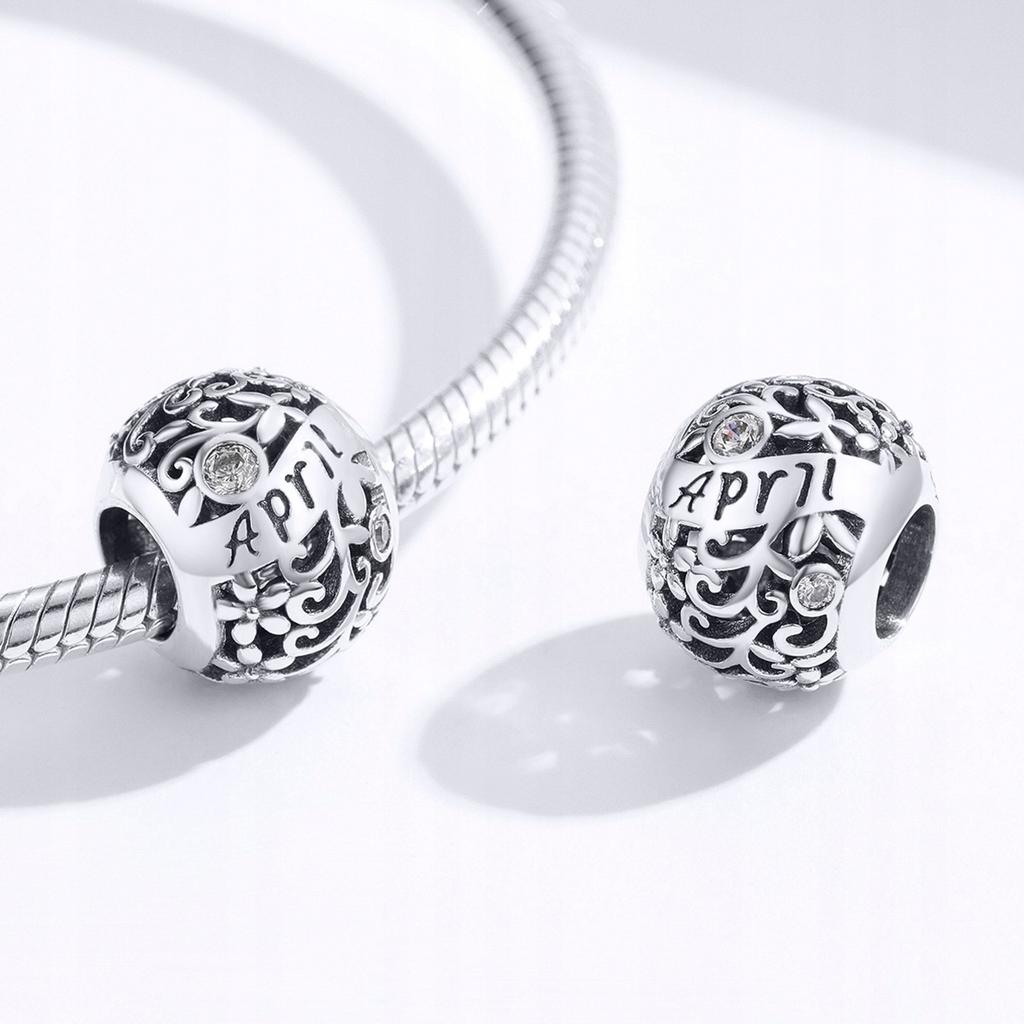 Charms Do Pandora Miesiąc Kwiecień Kamień Urodzinowy S925