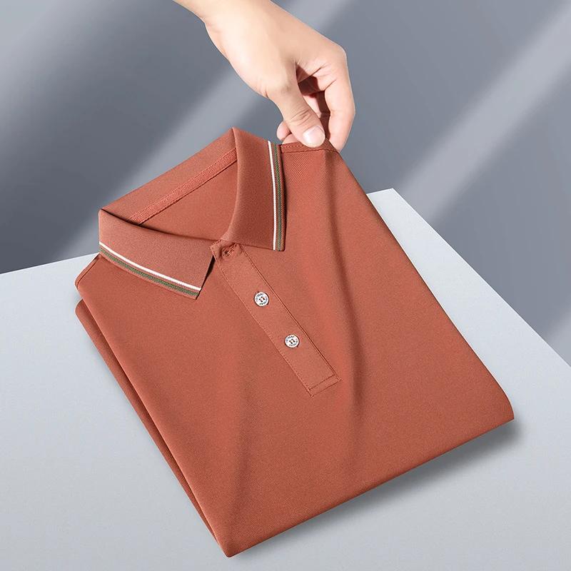 New Men's Business Casual Short Sleeved Shirt Solid Color Polo Shirt Fashionable Breathable Comfortable Versatile Top