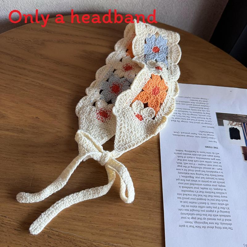 

Womens Knitted Flower Headband With Ethnic Style For Casual And Summer Outfits Orange Blue