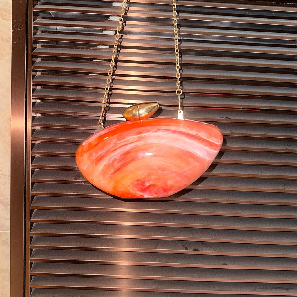 Women's Marble Pattern Acrylic Clutch - Goose Egg Shape Evening & Shoulder Bag