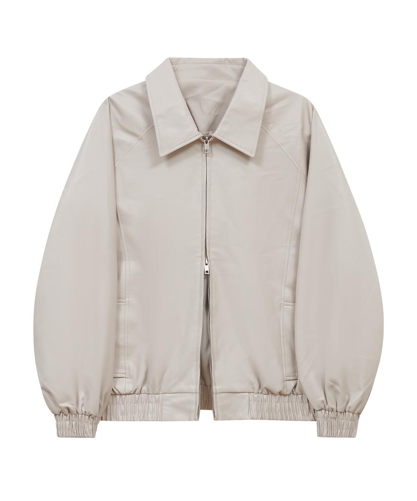 Standarderror 87-Stan058 Raglan Leather Blouson Jacket Ivory