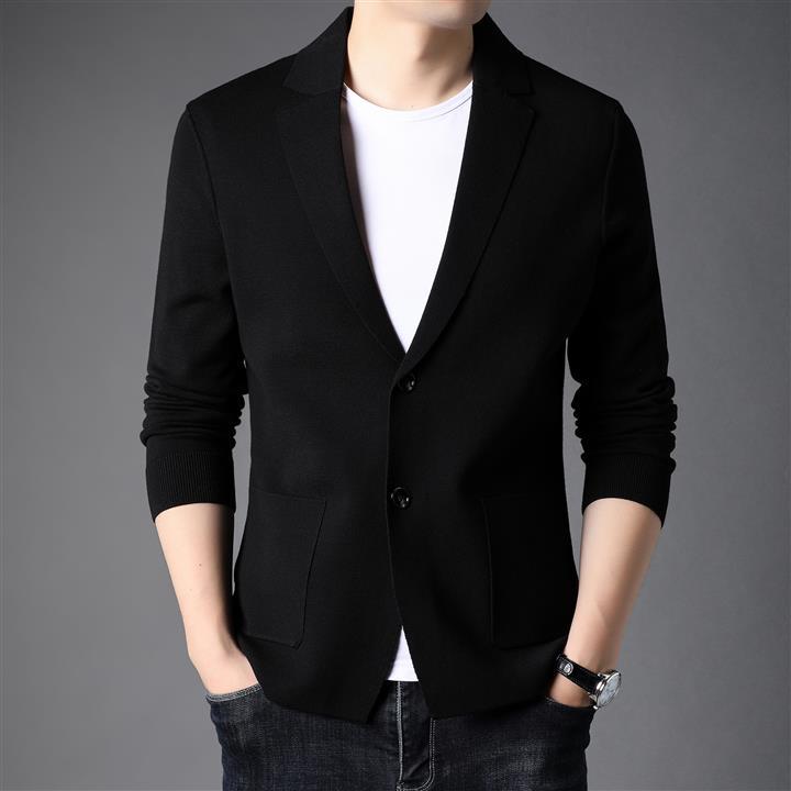 

Весенне-осенний мужской вязаный кардиган, новый свитер, модный красивый вязаный свитер, тонкий повседневный маленький блейзер L
