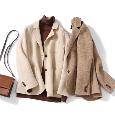 Temperament Retro Wollblazer Damen Herbst und Winter Kurzer Mantel Doppelseitiger Wollmantel Neue Damenbekleidung für