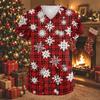 Women's V-Neck Short Sleeve Christmas Print Work Tunic Top with Pockets and Side Slits