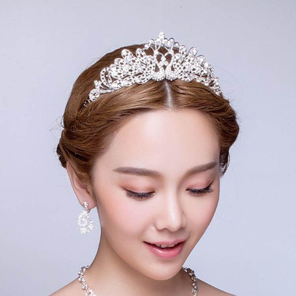 Temperament Wedding Jewelry Set Korean Style Earrings Necklace Earring Tiara Set Women Necklace