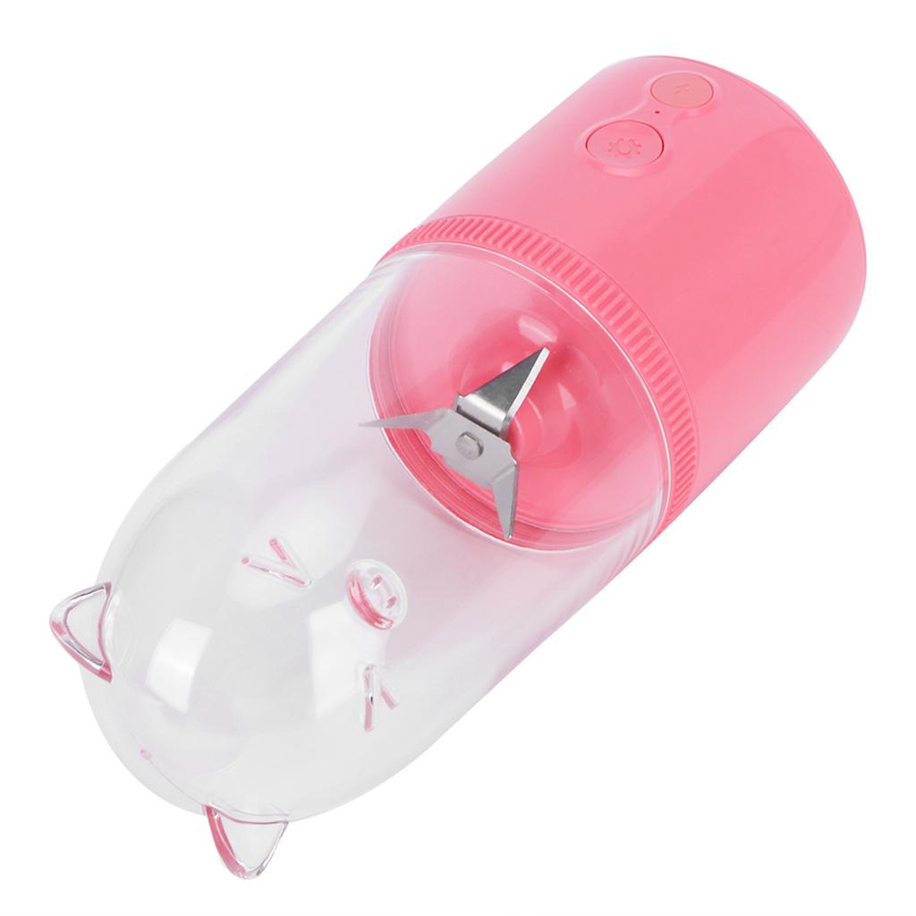 500ML Portable Small Blender USB Rechargeable Electric Fruit Juicer 4 Blades Mixing CupPink Upgrade