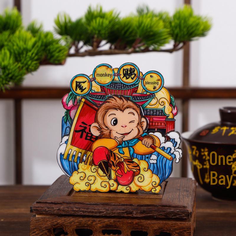 Wooden Zodiac Snake Year City Fridge Magnet Souvenir