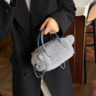 Malá roztomilá simulovaná kočičí taška Nadýchaná kožešina Dámská kabelka Nová kočičí crossbody taška pro dámy