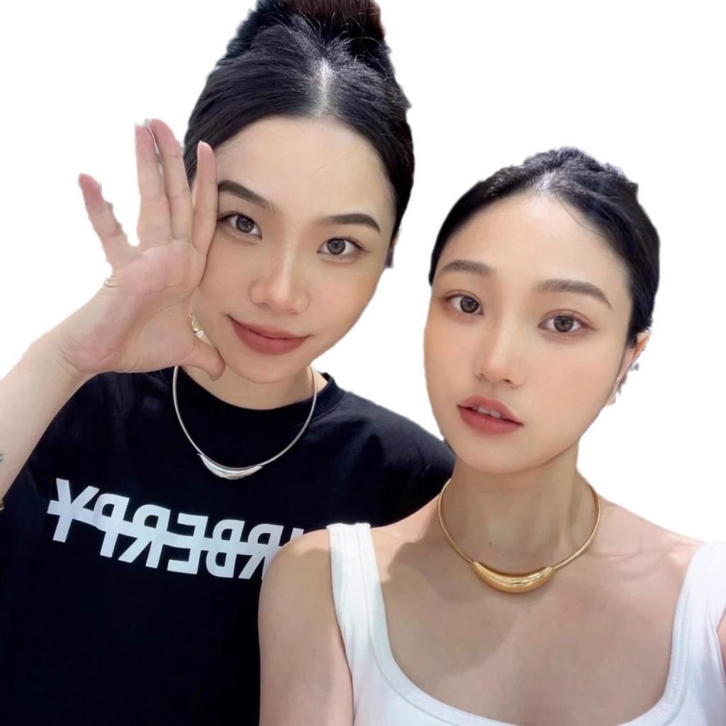 Elegante Halskette Choker aus gebogenem Titanstahlrohr - Elegant, nicht verblassend, vielseitiges Accessoire