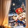 Festive Glass Ornament Christmas Static Window Clings, Removable Decals, Snowman Santa Reindeer Nutcracker Transparent Decorative Stickers with