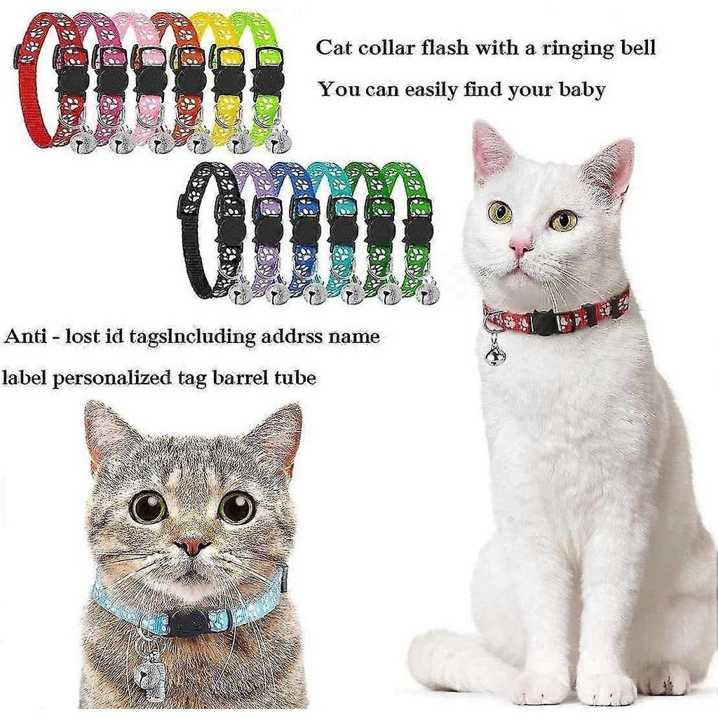 Katzenhalsband, 12 Stück Anti-Strangulations-Katzenhalsband Kätzchenhalsband Mit Refl