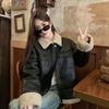 Fur jacket lapel leather jacket women's winter thickened warm fur integrated loose top age-reducing locomotive wind