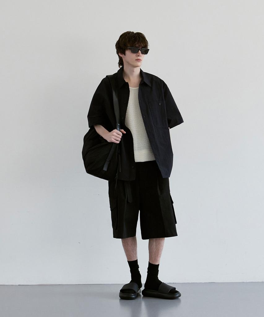 Beleudeunua Bermuda Belt Cargo Pants (Black)