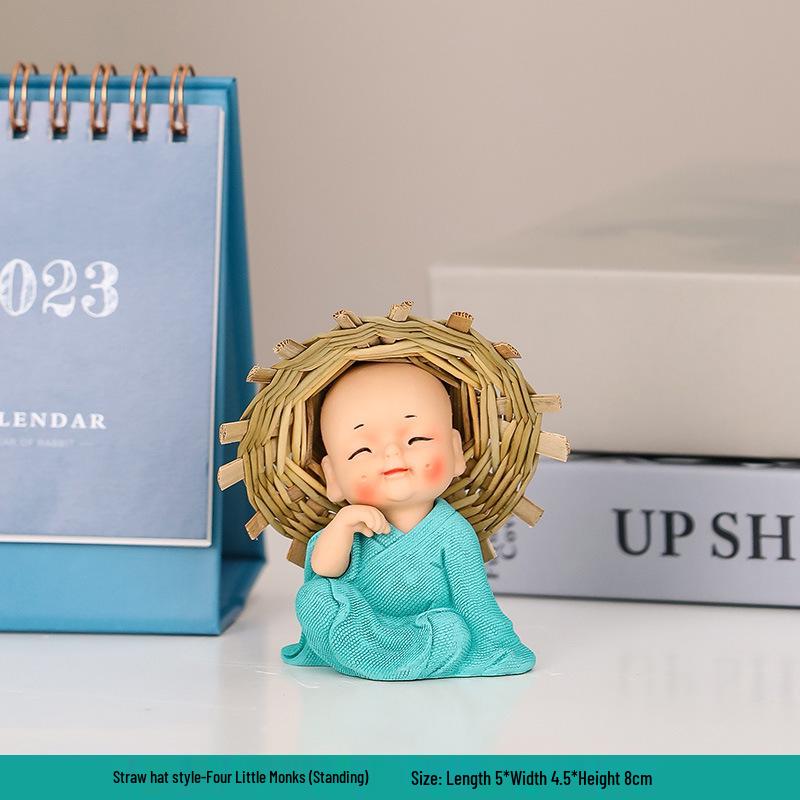Zen Little Monk Ornaments: Cute Novice Tea Table Decor for Desk or Office