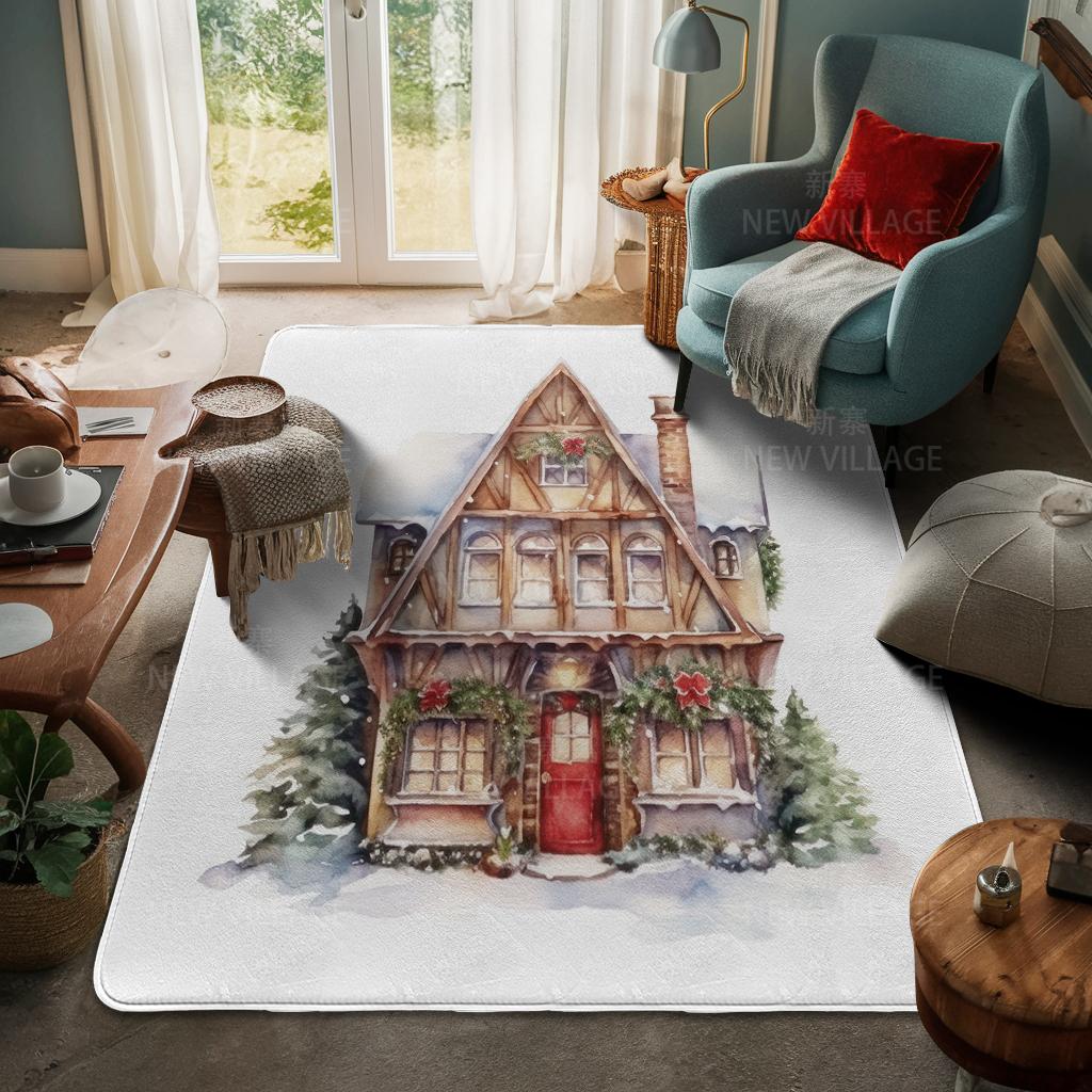 House Entrance Carpet Home Door Mat Living Room Bath Foot Bathroom Non-slip Water Absorption Rugs Bath Merry Christmas Winter