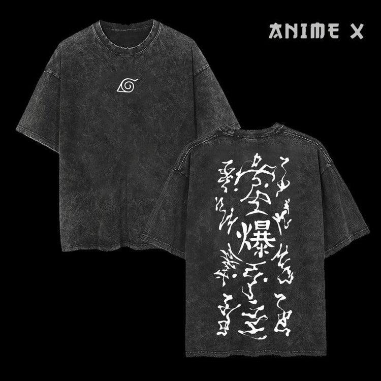 Naruto Negenstaartige Naruto Anime T-shirt Dubbel Bedrukt Vintage Gewassen Oversized Heren Dames Streetwear Korte Mouw Hoge Kwaliteit Vrouwelijke Mannelijke Kleding