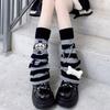 Gothic Women Leg Warmers Harajuku Punk Bone Skull Crosses Flared Knitted Foot Cover Winter Warm Long Socks Streetwe