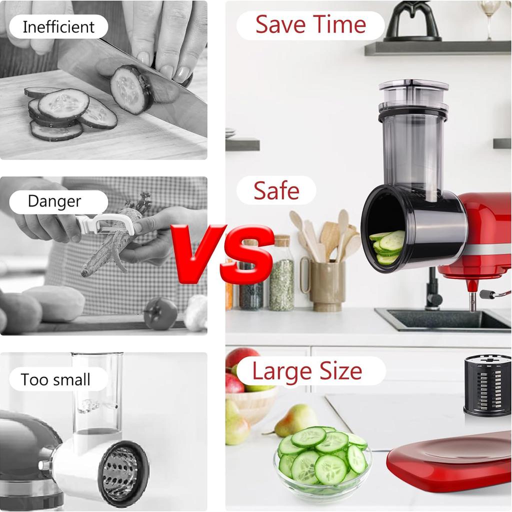 Multifunction Vegetable Cheese Slicer Shredder Cutter Shred Kitchen Grater Peeler Attachment For 3.5QT 4.5QT 6QT 7QT 8QT