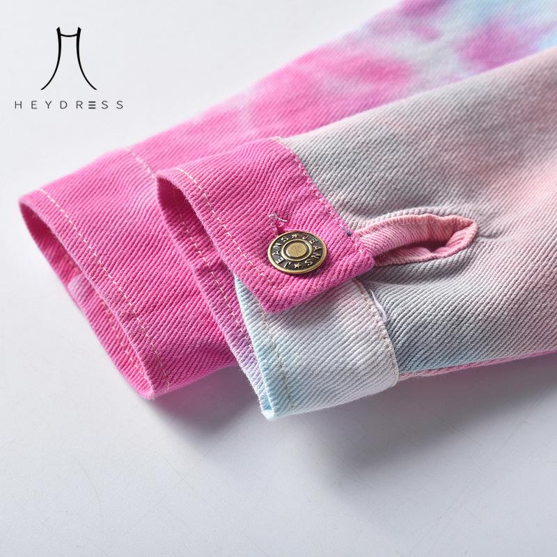 Korean-style Multi-color Tie-dye Short Denim Clothing New Children Lassel Long-sleeved Denim Jacket