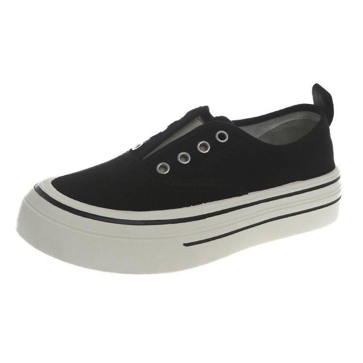 

One foot of canvas shoes women s 2025 summer new square toe breathable casual white shoes versatile platform shoes slip-on shoes 35