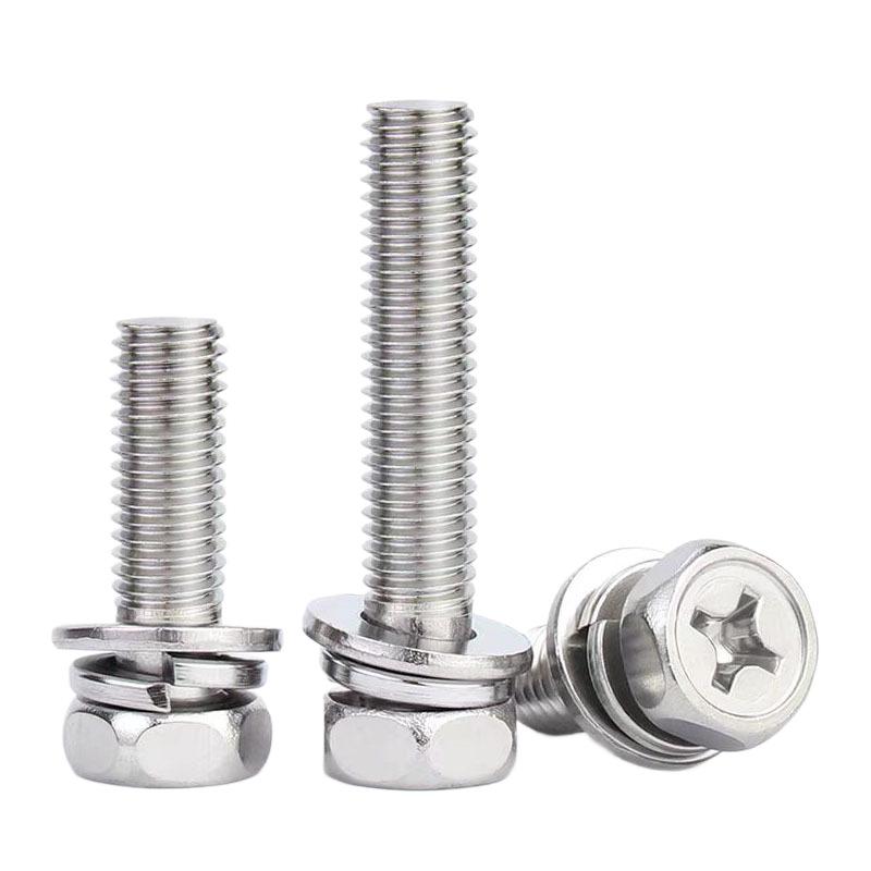 304 Stainless Steel Hexagonal Cross Recessed Combo Bolt M4/M5/M6/M8