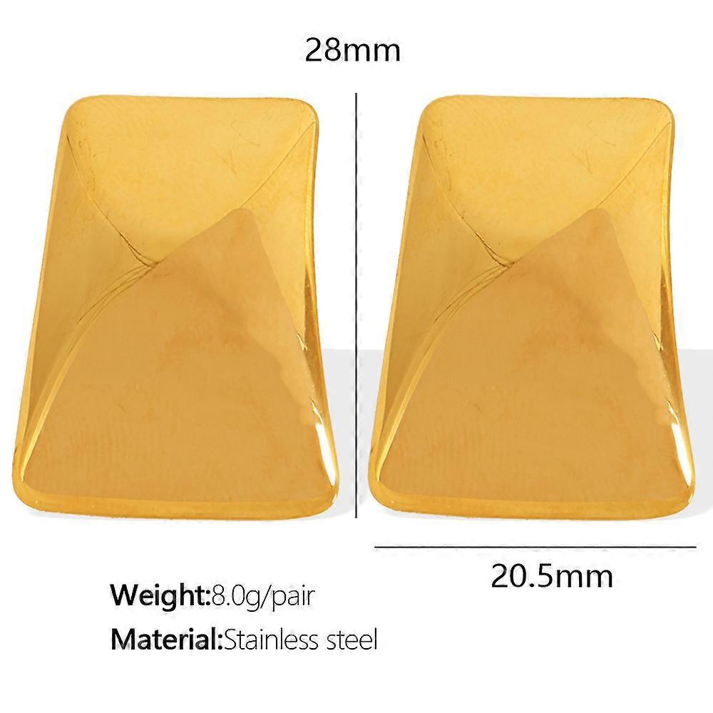 Drop Earrings, 18K Gold Plated Square Metal Statement Stylish Minimalist Heavy Duty