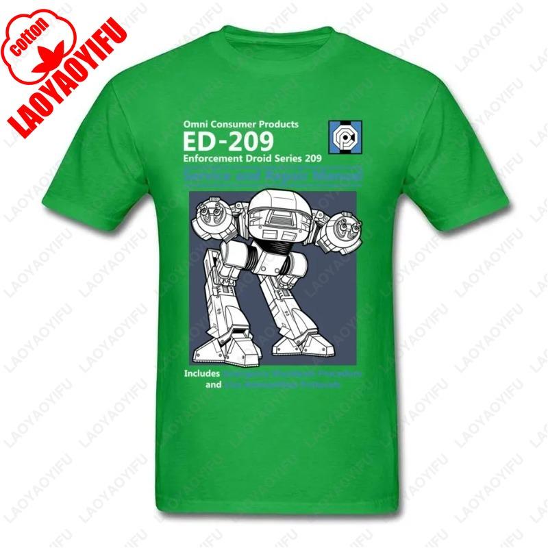 Mens TShirt Summer Fashion Casual Tops Printing Robot ED 209 Mens Tee Quality Full Cotton Clothing Funny Graphic Tshirts