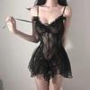 Plus Size Sheer Princess Nightgown - Sexy Fishnet Strappy Style for Small Chest