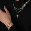 Cross Pendant Necklace for Men, Titanium Steel, European and American Hip-Hop Trend, High-End Jewelry, Bracelet for Women, Versatile Accessory