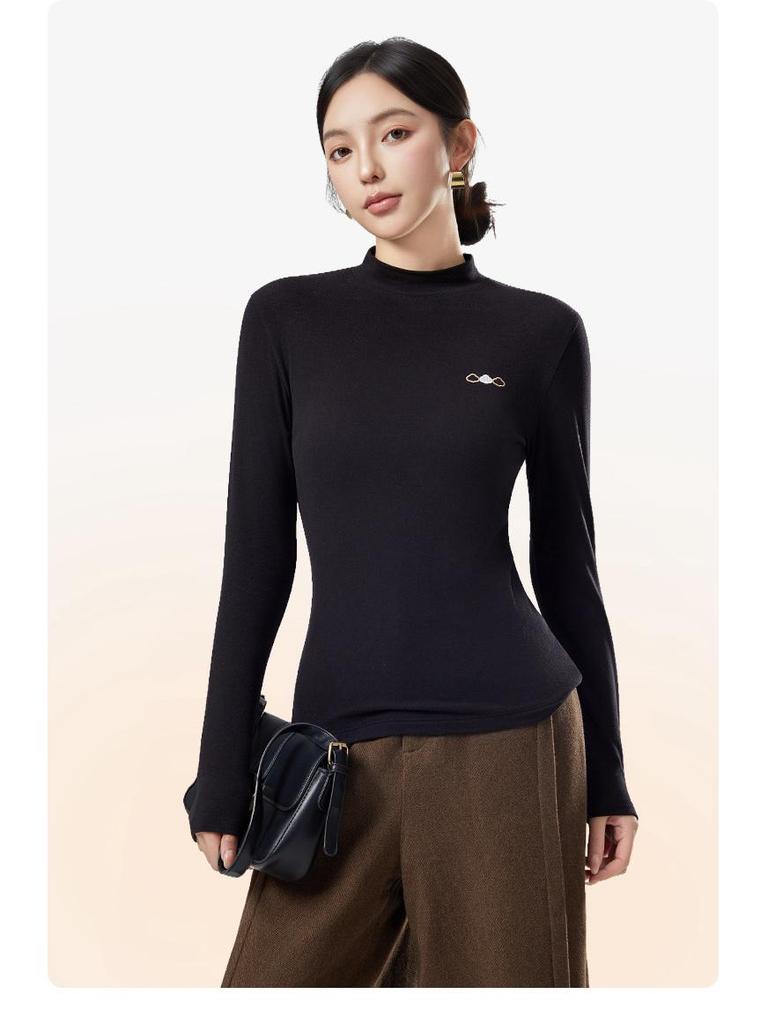 Damska półwysoka szyja generująca ciepło antybakteryjna warstwa bazowa - Wyszczuplająca, przyjazna dla skóry dzianina na jesień/zimę