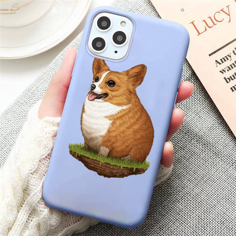 Cute Corgi Butt Animal Puppy Phone Case Candy Color Blue pro iPhone 11 12 13 pro XS MAX 8 7 6 6S Plus X 5S SE 2020 XR