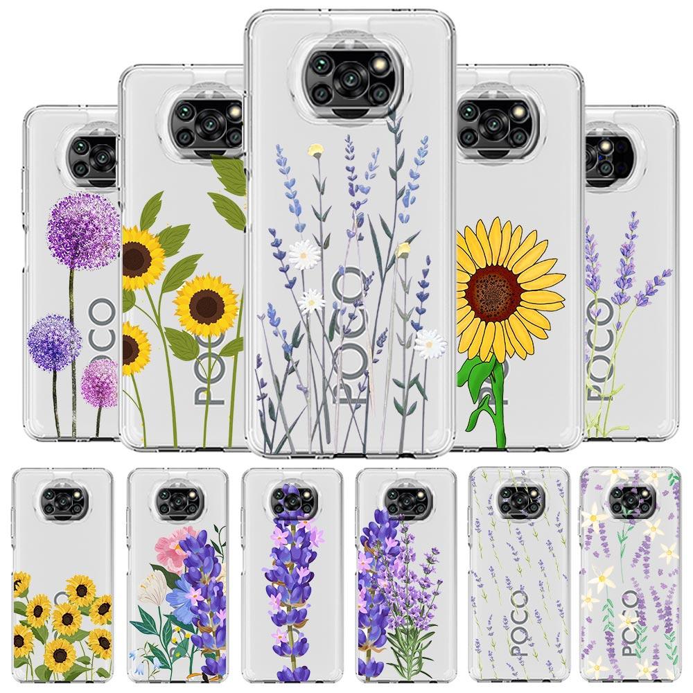 

Sunflower Lavender Purple Flower Phone Case For Xiaomi Mi 12T 10 12 Lite 11 Ultra 11X 11T Pro Poco X4 X3 NFC F3 F4 M3 M4 Cover