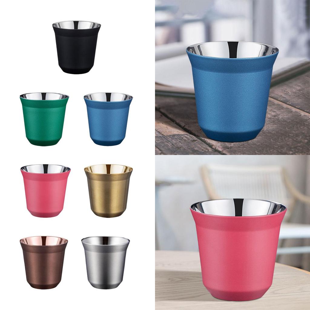 Camping Coffee Mug Water Cup Portable 80ml Capacity Stackable Pint Metal Drinking Glasses for