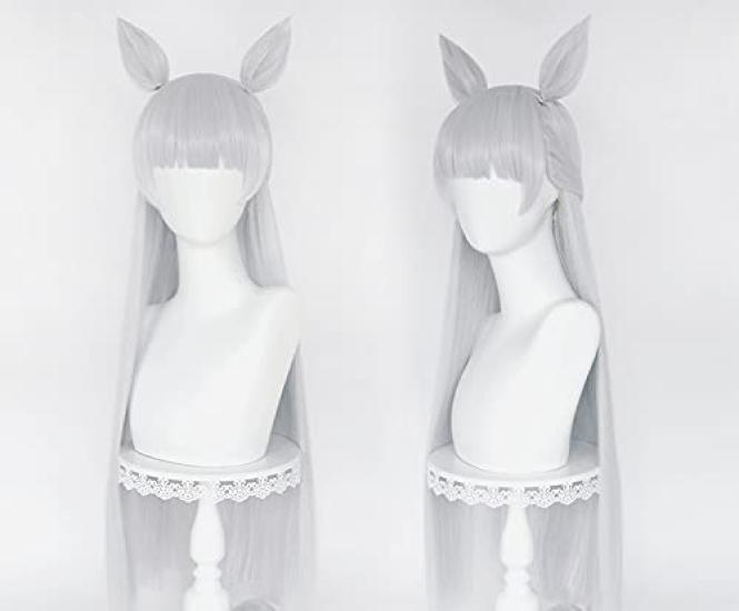 Gold Cosplay for Includes Net and Light Purple and Silver Mix and Ship-style Wig, Heat-Resistant, 80cm, Disguise, Comb, (Wig, Ears, Tail)