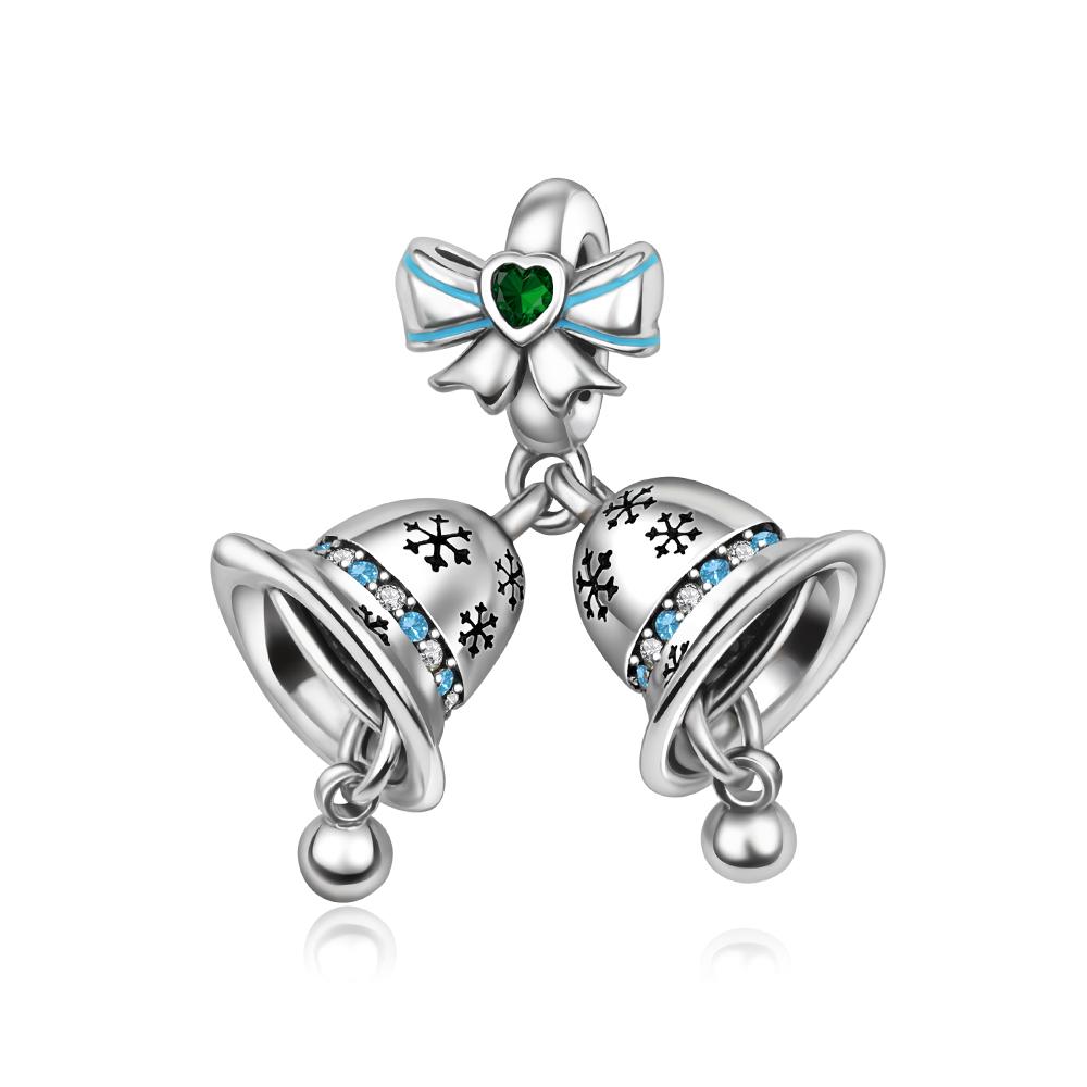 Christmas Charms 925  Silver Santa Claus Snowman Bell Moose Sled Pendant Metal Beads Cute Necklaces DIY Jewelry Gif