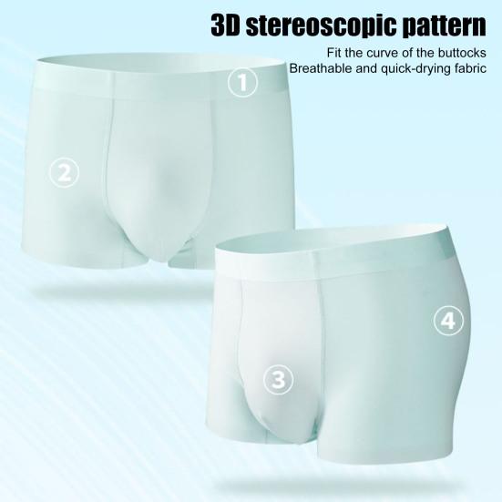 Men Boxer Underwear Mid-rise Elastic Waistband Solid Color Shorts Briefs Solid Color Ice Silk Summer Panties Daily Wear