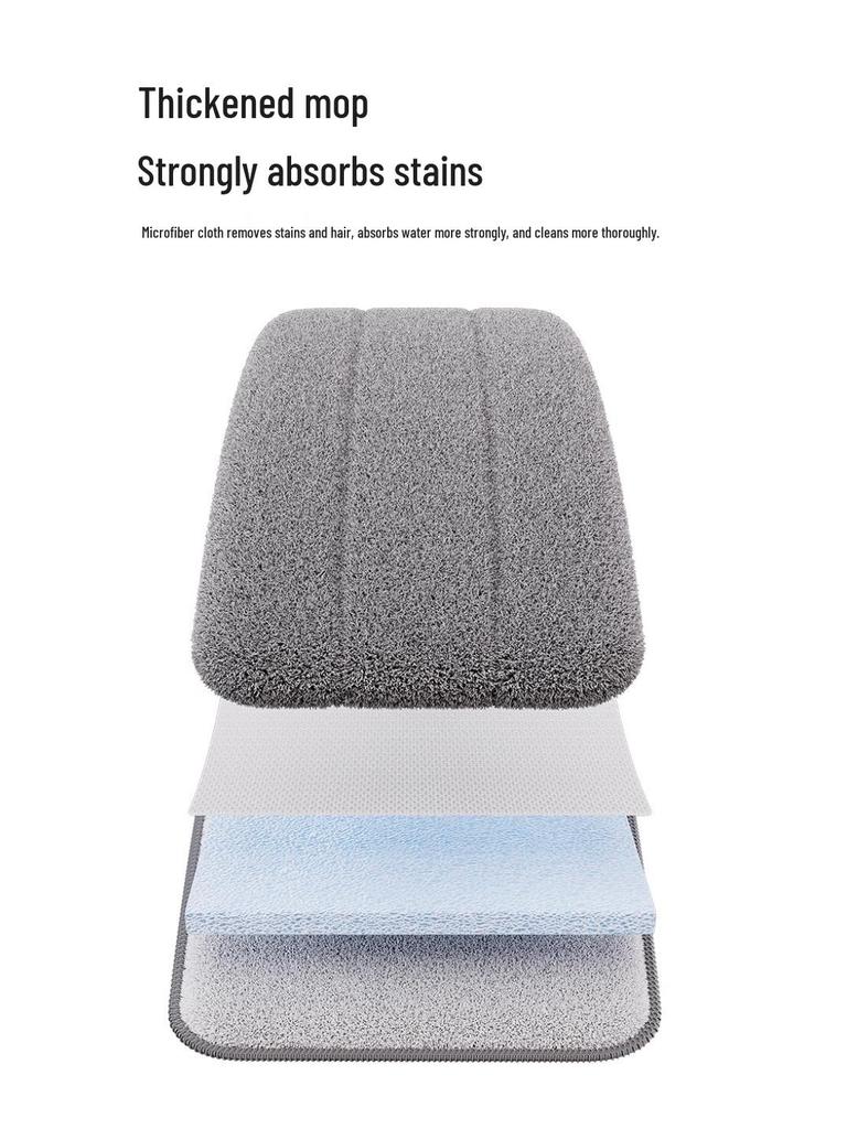 2026 Chenille Flat Mop: Hands-Free, Wet & Dry One-Wipe Clean with Replaceable Cloth
