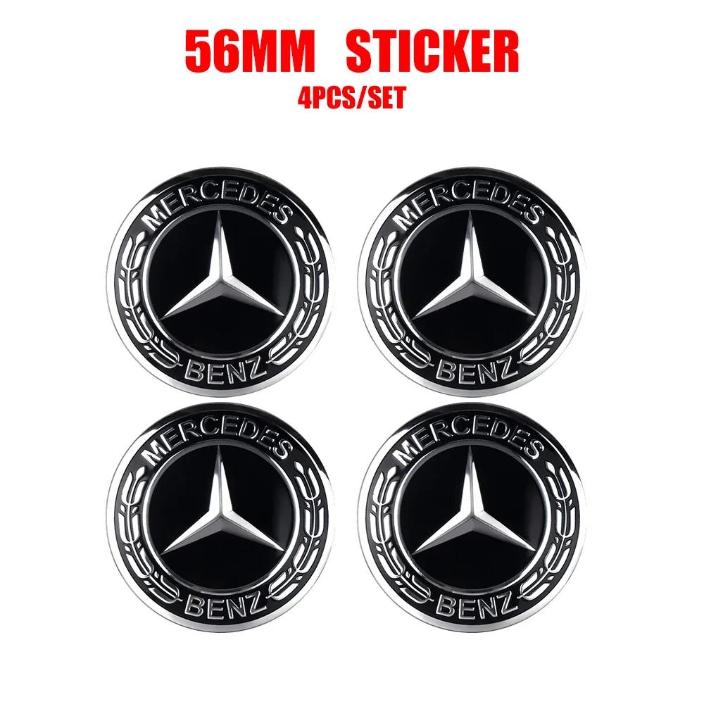56/60/65mm Bilfelg Senterdeksel Navkapsel Resin Merke Emblemer Klistremerke Dekal Styling Auto Tilbehør Mercedes Benz AMG C260 C300
