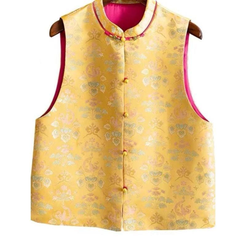 Retro Buckle Stand-up Collar Jacquard Vest Women's 2025 New Elegant Temperament Stacked Vest