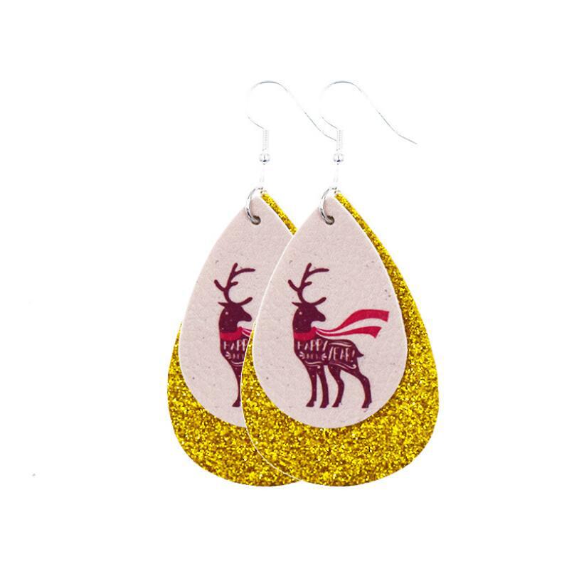 2020 New Double-Layer Leather Christmas Earrings