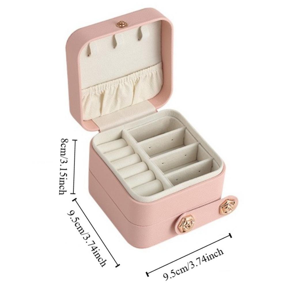 Double Layer Jewelry Packing Bag PU Leather Jewelry Display Box Simple Ring Holder  Outdoors