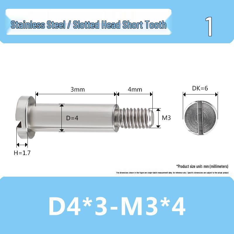 Single-Slot Stainless Steel M3*D4D5 Shoulder Head Bolt with Smooth Shank and Partial Thread