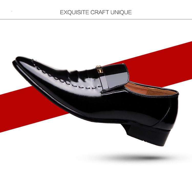 Men's Patent Leather Formal Shoes - Shiny Cowhide Pointed Toe Wedding Dress Shoes