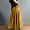 Spring and Summer New Retro Literary Style Loose Elastic Waist Color Matching Cotton and Linen Skirt Was Thin A-line Skirt