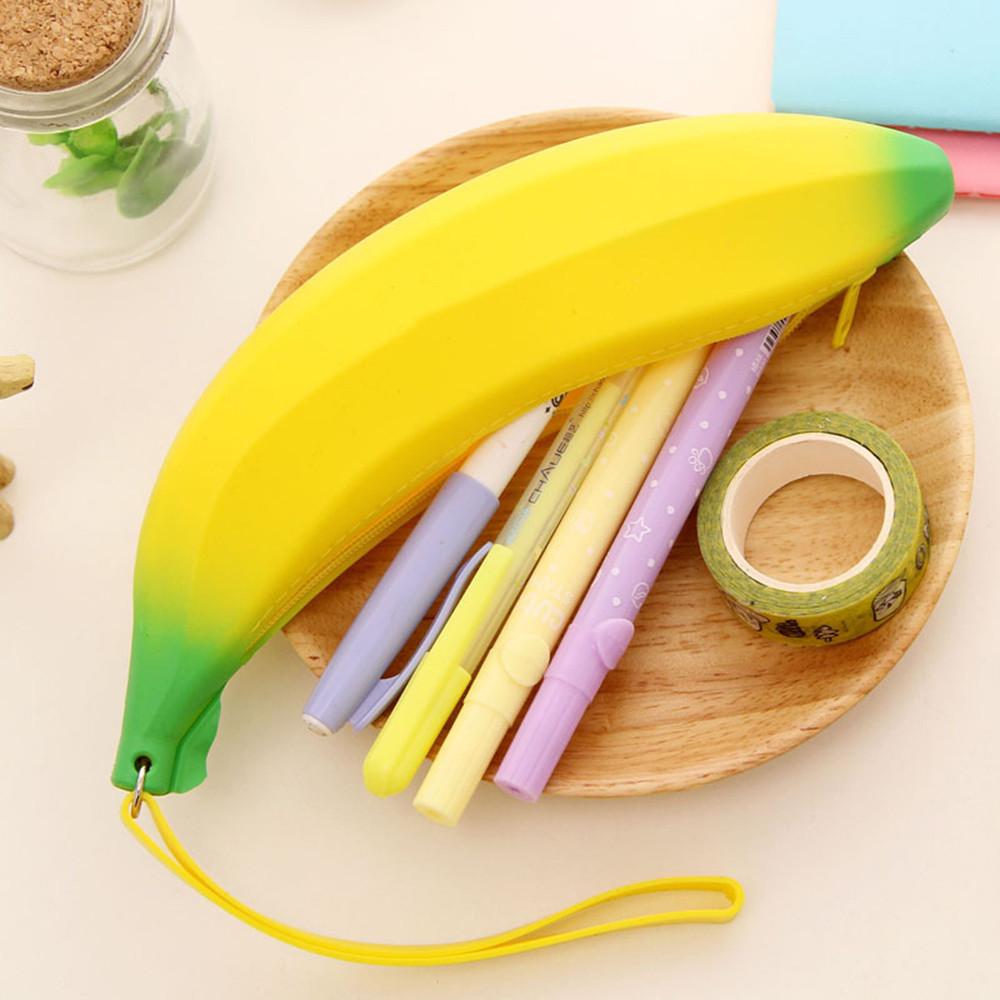 Novelty Silicone Portable Banana Coin Pencil Case Purse Bag Wallet Pouch Keyring
