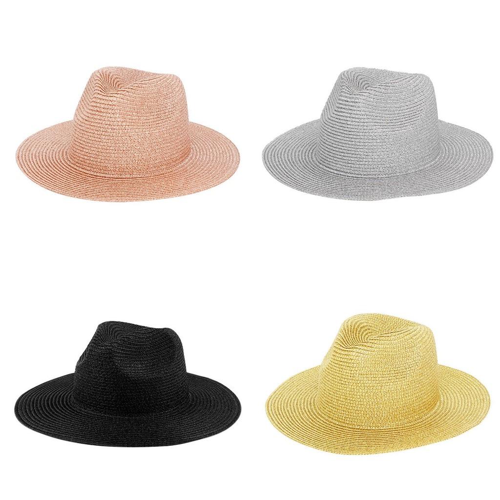 Colored Straw Plain Hat  Outdoor Wide Brim Sun Hats Uv Protection Outings Casual