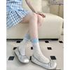 Women's Spring and Summer Thin Mid-calf Socks with Bow Polka Dot Lace White Lolita