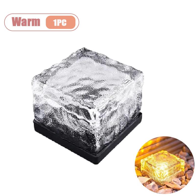 

1-8PCS Outdoor Pathway Solar Ice Cube Lights Glass Brick Landscape Square Glass Garden Yard Decor Illumination Lamps