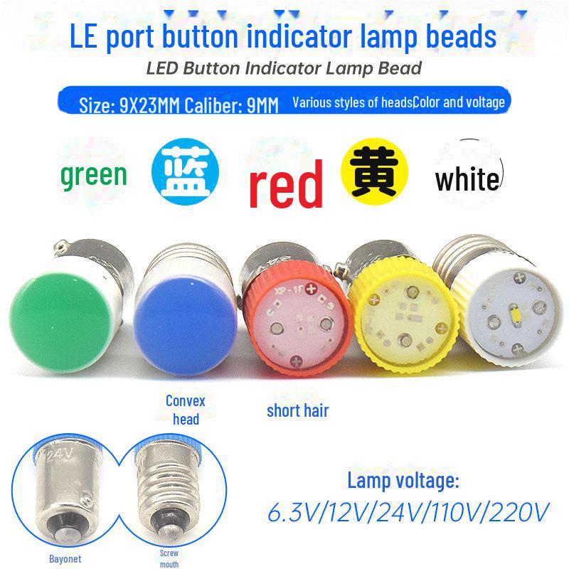9 mm-es B9 bajonett E10 alap gombos kapcsoló LED izzóhoz, ZB2XB2LAY37 12V kanóc